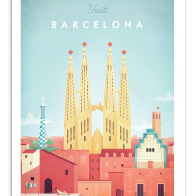 Art-Poster - Visit Barcelona - Henry Rivers W17050-A3
