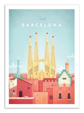 Art-Poster - Visit Barcelona - Henry Rivers W17050-A3 1