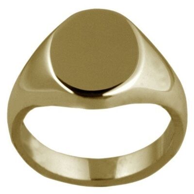 18ct Gold 13x10mm solid plain oval Signet Ring Size L