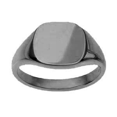 18ct White Gold 13x13mm solid plain cushion Signet Ring Size V