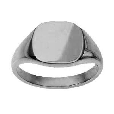 Platinum 950 13x13mm solid plain cushion Signet Ring Size U