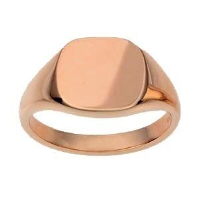 9ct Rose Gold 13x13mm solid plain cushion Signet Ring Size T