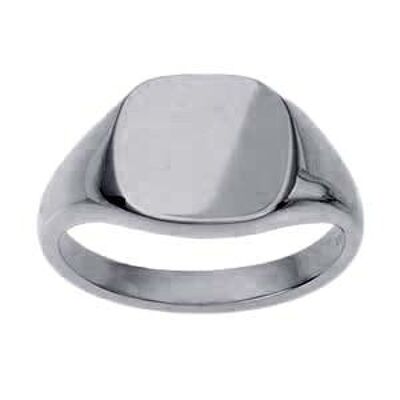 9ct White Gold 13x13mm plain cushion Signet Ring Size R