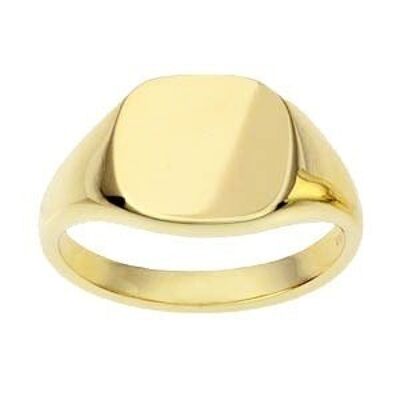 18ct Gold 13x13mm plain cushion solid Signet Ring Sizes V