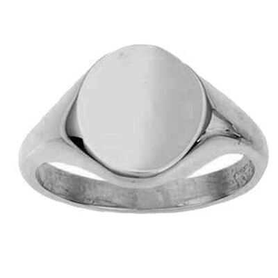 Platinum 950 14x12mm solid plain oval Signet Ring Size Q
