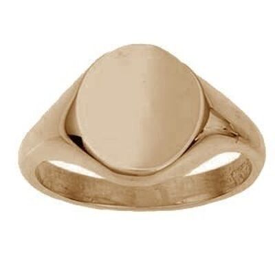 9ct Rose Gold 14x12mm solid plain oval Signet Ring Size N
