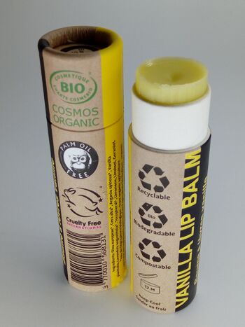 Baume à Lèvres Vanille Bio 15 ml - 1 pièce - Emballage 100% papier 2