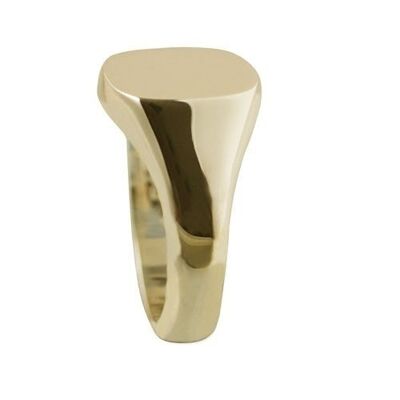 9ct Gold 14x13mm solid plain cushion Signet Ring Size R