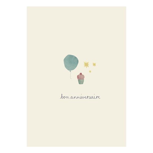 Greeting card - blue balloon - bon anniversaire