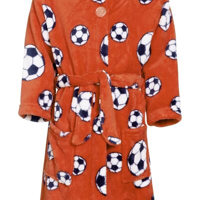 Fleece-Bademantel Fußball orange