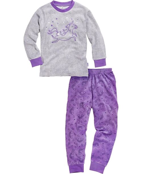 Schlafanzug Frottee Einhorn violett