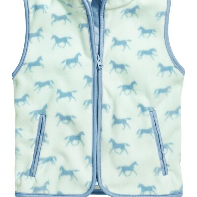 Fleece vest horses turquoise
