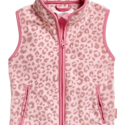Fleece vest leo print pink