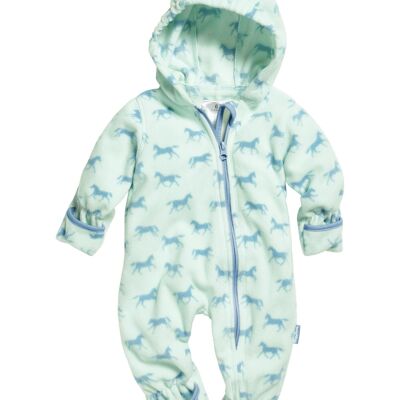 Fleece jumpsuit horses turquoise