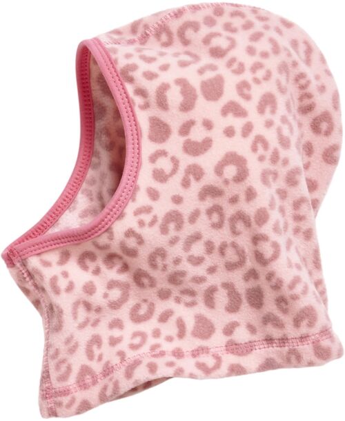 Fleece-Schlupfmütze Leo-Print rosa