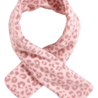 Fleece scarf with leo print, pink
