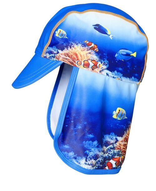 UV-Schutz Mütze Unterwasserwelt blau