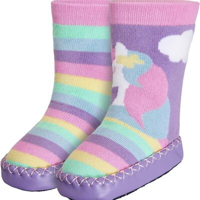 Babouche licorne multicolore