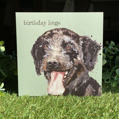 Tarjeta de Cumpleaños Hugs Color Pop Dog