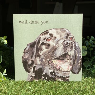 Cartolina d'auguri di cane pop a colori ben fatto
