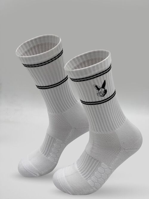 Striped Logo Socks - Pure White