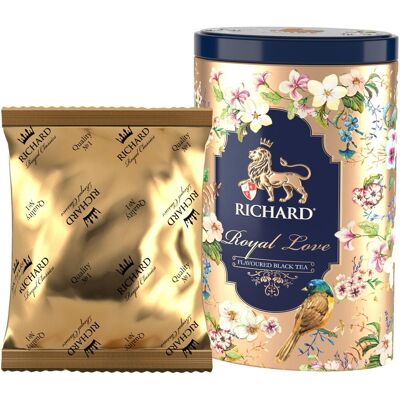 RICHARD TEA, ROYAL LOVE, LOOSE LEAF BLACK TEA INFUSED WITH CITRUS PEEL, FLOWER PETALS, & VANILLA BERGAMONT, 80 g,  gift for family, gift for friends, gifts for parents, New Year gift, jift for girlfriend, gift for women, Valentine's day gift