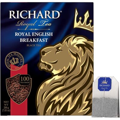 Royal English Desayuno, té negro en bolsitas de té, 100x2g