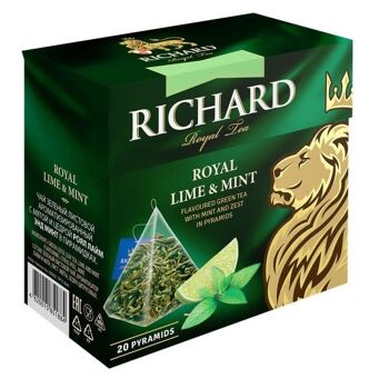 Thé RICHARD Royal Lime&Menthe, thé vert parfumé en pyramides, 20 x 1,7 g 2