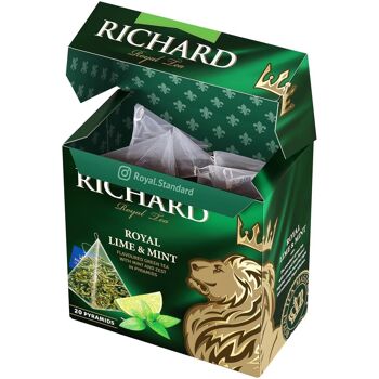 Thé RICHARD Royal Lime&Menthe, thé vert parfumé en pyramides, 20 x 1,7 g 4