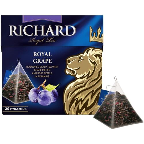 Tea RICHARD Royal Grape, flavoured black tea in pyramids, 20 x 1,7 g