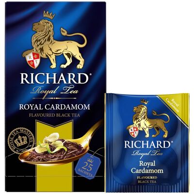 RICHARD TEA, ROYAL CARDAMON, thé noir à la cardamome & bergamote, 25 SACHETS
