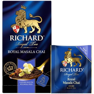 RICHARD TEA, ROYAL MASALA CHAI, Thé Masala aux épices, 25 SACHETS