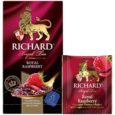 RICHARD TEA, ROYAL RASPBERRY, té de hibisco con frambuesa, 25 BOLSITAS DE TÉ
