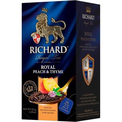 Tè RICHARD ROYAL PEACH & THYME, tè nero aromatizzato in bustine, 42,5 g