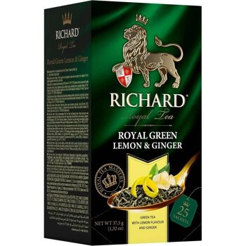 RICHARD ROYAL GREEN CITRON & GINGEMBRE, thé vert aromatisé en sachet, 37,5 g 4