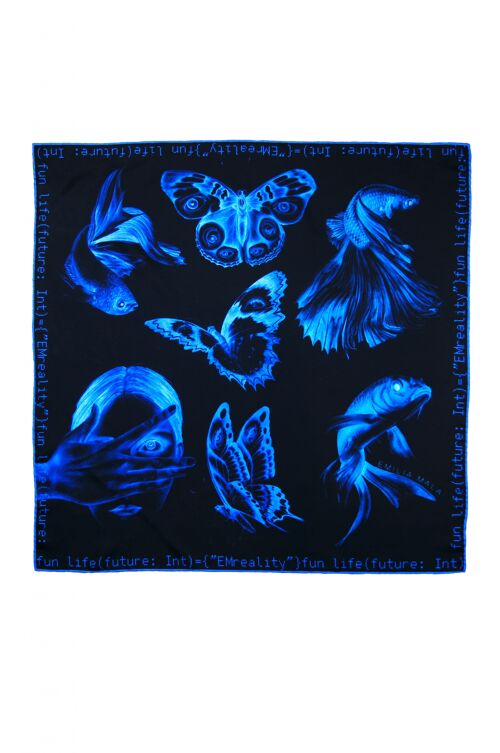 405 Silk Scarf-Blue