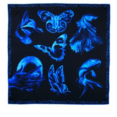 Foulard en Soie 405-Bleu