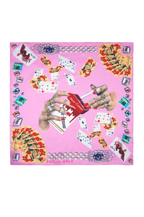 Plaisir D'Amour Silk Scarf-Rose