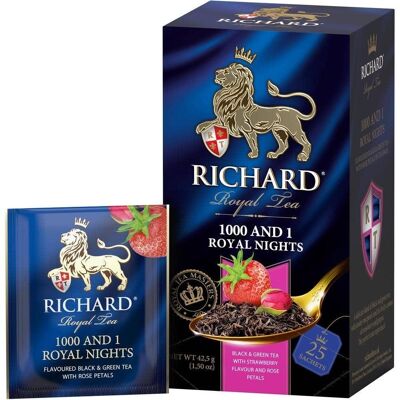 RICHARD 1000 ET 1 NUITS ROYALES, Thé noir et vert aromatisé en sachet, 42,5 g