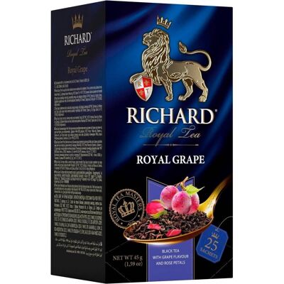 RICHARD ROYAL GRAPE, té negro aromatizado en bolsitas, 45 g