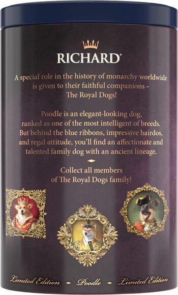 THÉ RICHARD, CHIENS ROYAUX, CANICHE, THÉ NOIR ROYAL CEYLON, paquet cadeau 20 MESH PYRAMIDS, cadeau pour la famille, cadeau pour les amis, cadeaux pour les parents, cadeau du Nouvel An 2