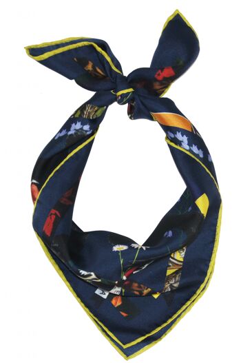 Foulard en soie Cat Sauvage - Minuit 2