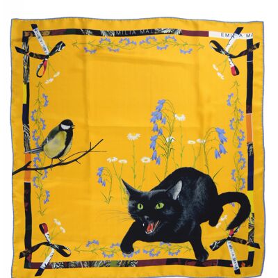 Foulard en soie Cat Sauvage-Soleil