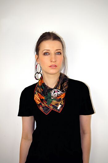 Foulard en Soie Rose du Bengale -Orange 4