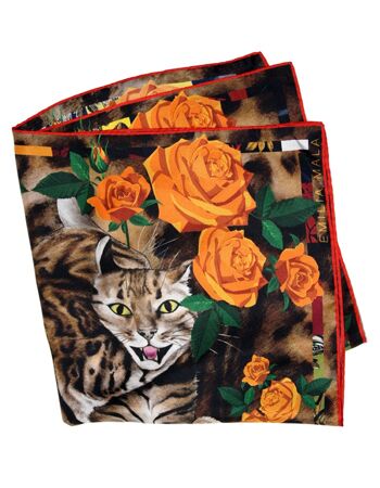 Foulard en Soie Rose du Bengale -Orange 5