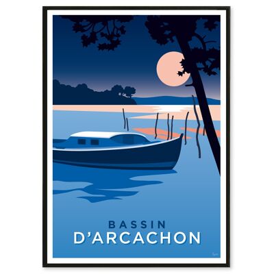 Affiche Bassin d'Arcachon, pinasse 50x70 cm