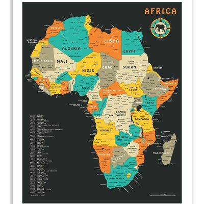 Art-Poster - Africa Map - Jazzberry Blue W17230