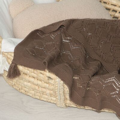 Couverture en coton "COLETTE" marron 70x90