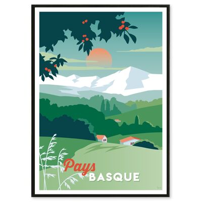 Affiche Pays Basque, montagne 30x40cm