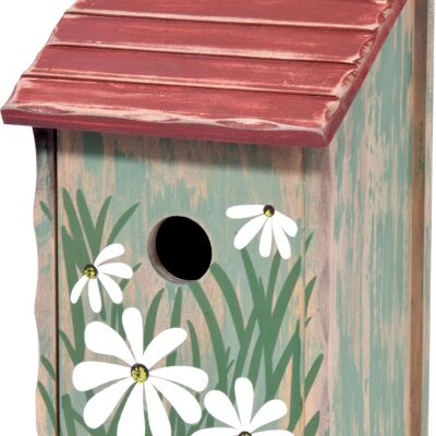 Colorful nesting box with flower pattern, bird house entry hole Ø 30 mm (22371FSCe)
